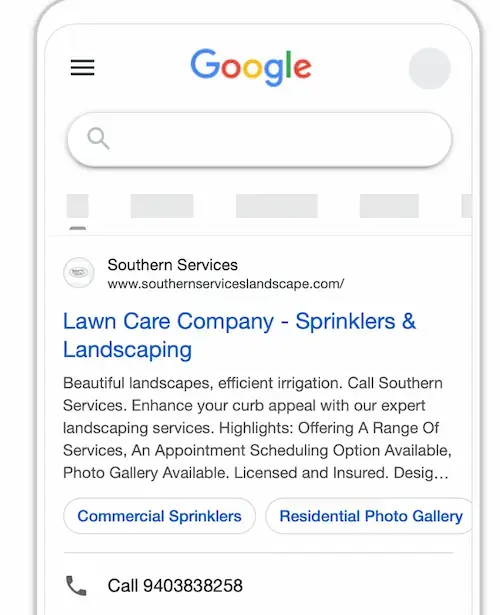 Southern Services Google Ad