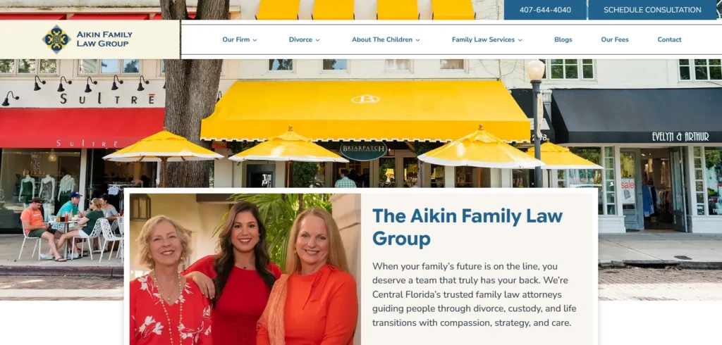 Screenshot of The Aikin Family Law Group's website.