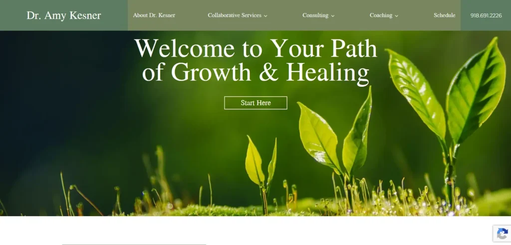 Screenshot of Dr. Amy Kesner's website.