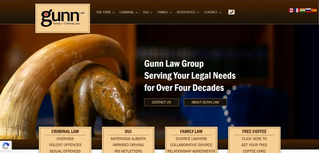 Screenshot of Gunn Law Group's website.